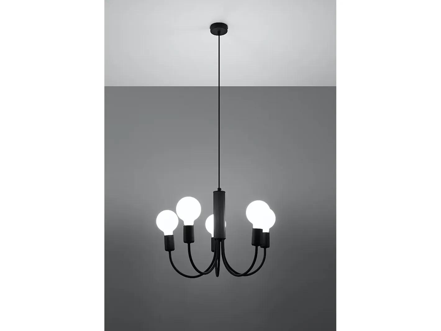 Sollux Lighting Lámpara Suspendida-Lampada a sospensione a 5 bracci multi-braccio nera 5x E27 Lámpara colgante Multi Arm 5 brazos 5x E27 Negro