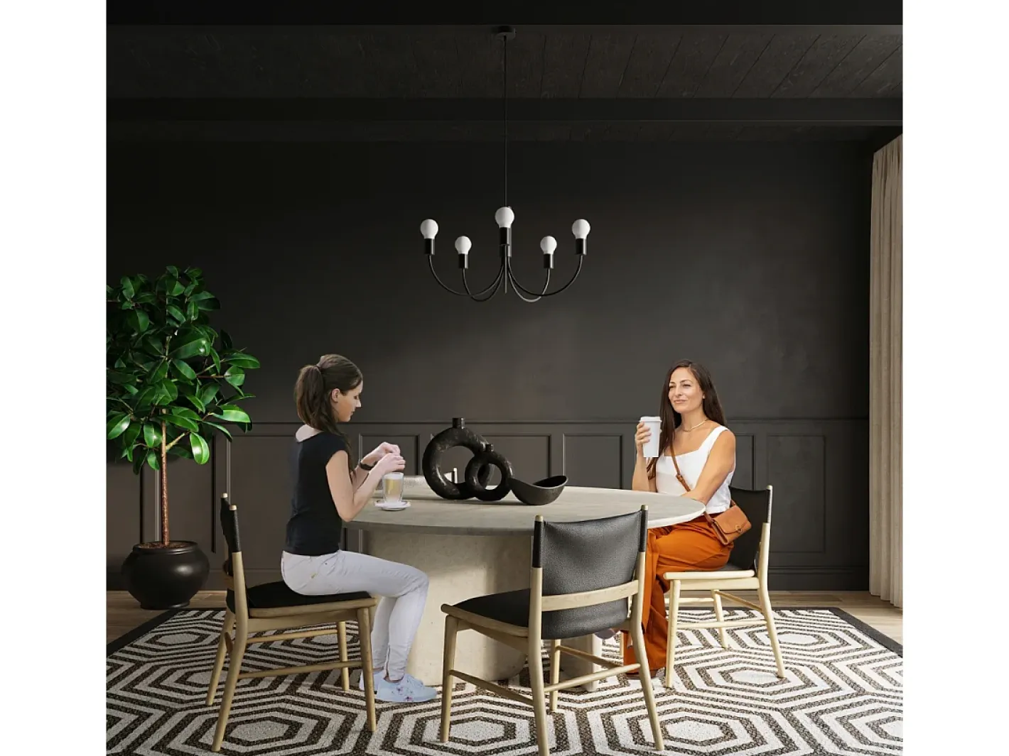 Sollux Lighting Lámpara Suspendida-Lampada a sospensione a 5 bracci multi-braccio nera 5x E27 Lámpara colgante Multi Arm 5 brazos 5x E27 Negro
