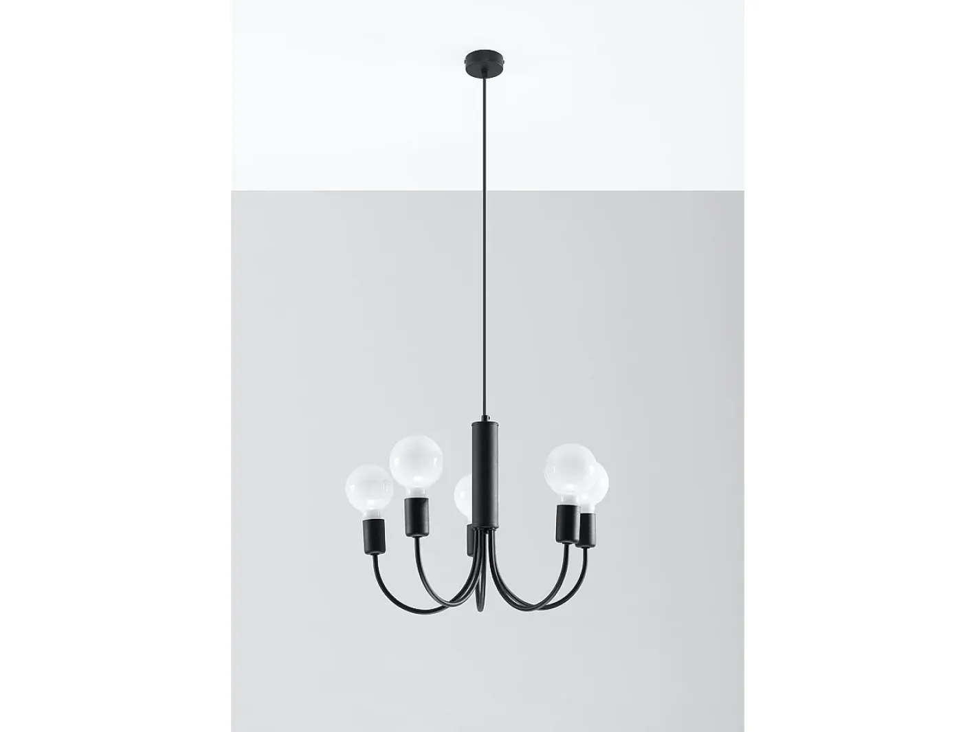 Sollux Lighting Lámpara Suspendida-Lampada a sospensione a 5 bracci multi-braccio nera 5x E27 Lámpara colgante Multi Arm 5 brazos 5x E27 Negro