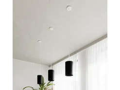 Sollux Lighting Lámpara Suspendida-Lampada a Sospensione Cilindrica Nera 60cm E27 Lámpara colgante cilíndrica Negra 60cm E27 Negro