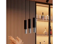 Sollux Lighting Lámpara Suspendida-Lampada a sospensione doppia nera, cromata GU10 Lámpara colgante Twin, Negro, Cromo GU10 Gris