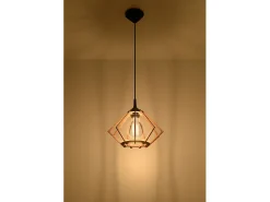 Sollux Lighting Lampada a sospensione in filo di legno naturale E27 Lámpara colgante con marco de alambre Madera natural E27 Marru00f3n Outlet