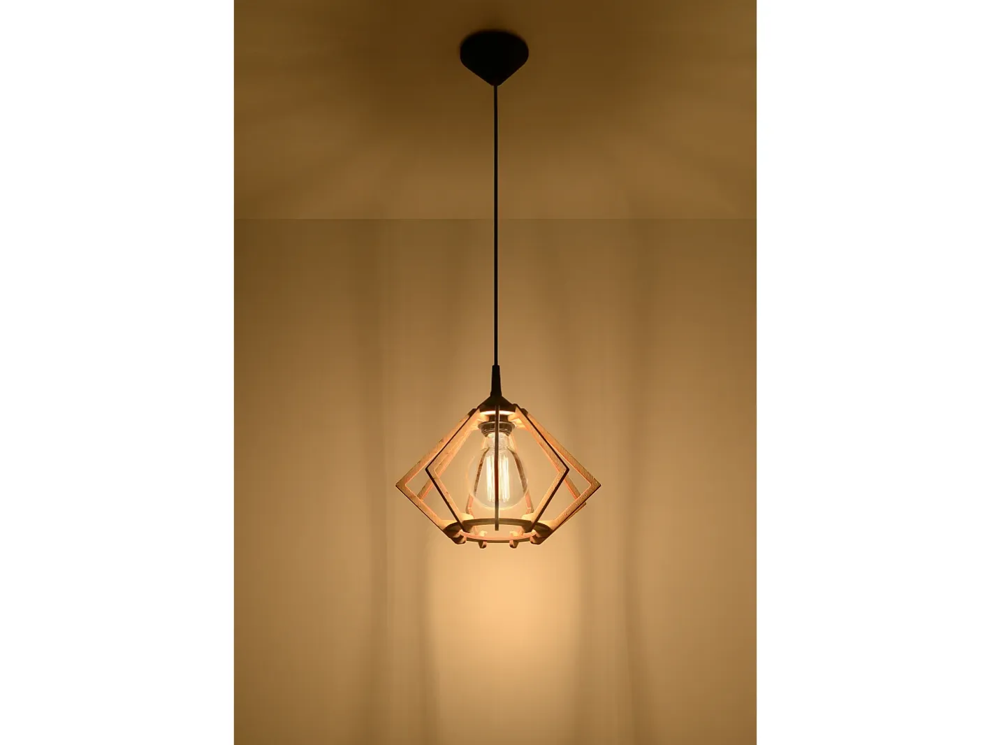 Sollux Lighting Lampada a sospensione in filo di legno naturale E27 Lámpara colgante con marco de alambre Madera natural E27 Marru00f3n Outlet