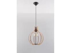 Sollux Lighting Lampada a sospensione in filo di legno naturale E27 Lámpara colgante con marco de alambre Madera natural E27 Marru00f3n Online