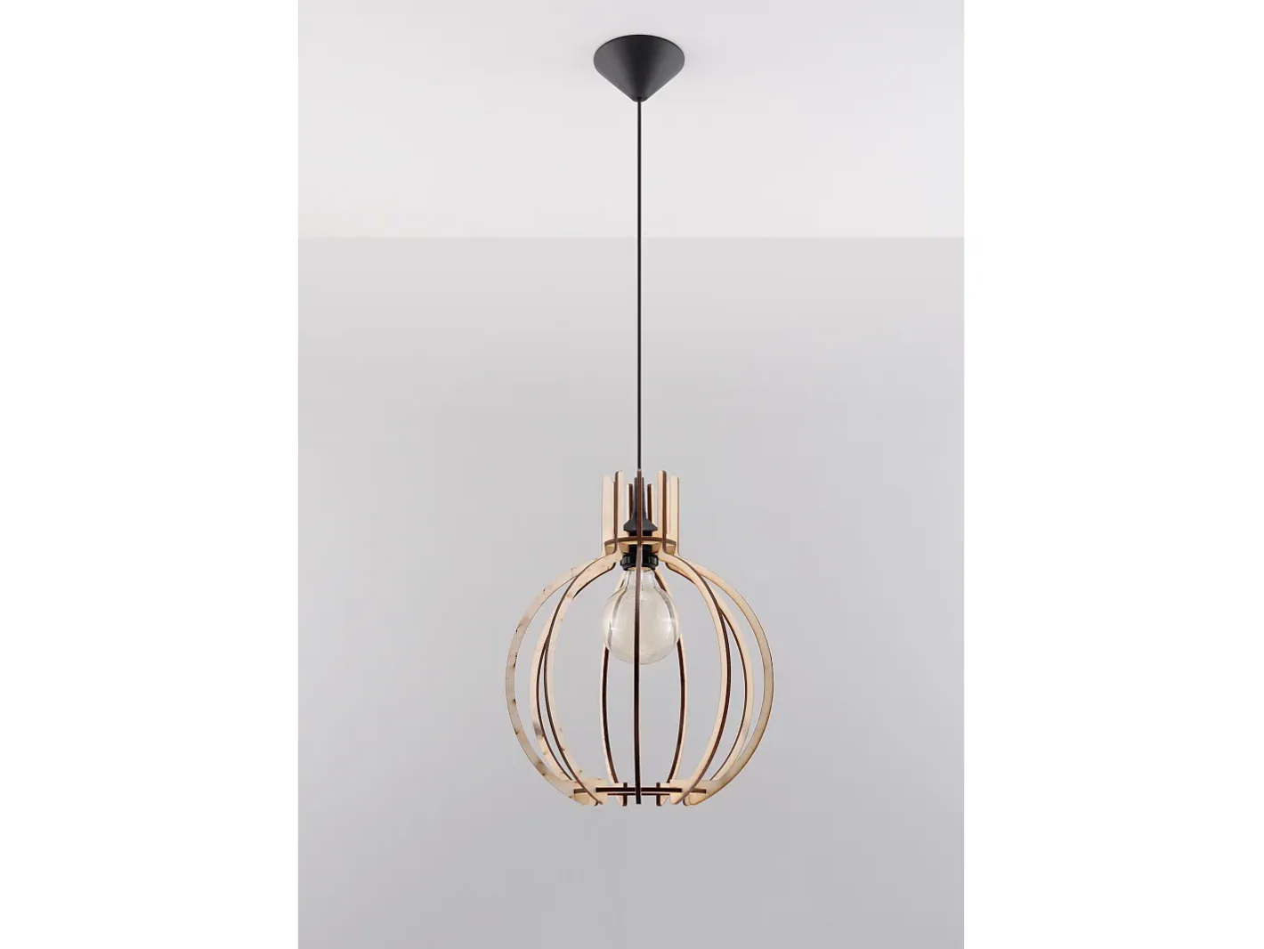 Sollux Lighting Lampada a sospensione in filo di legno naturale E27 Lámpara colgante con marco de alambre Madera natural E27 Marru00f3n Online