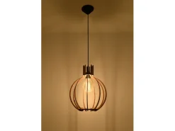 Sollux Lighting Lampada a sospensione in filo di legno naturale E27 Lámpara colgante con marco de alambre Madera natural E27 Marru00f3n Online