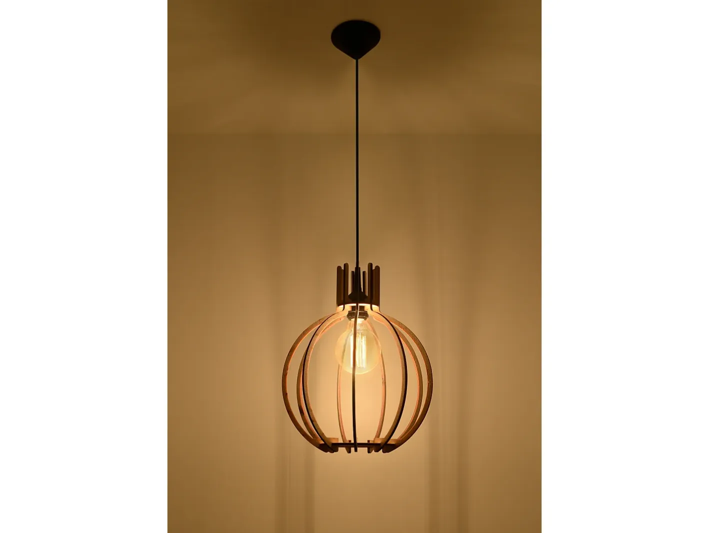 Sollux Lighting Lampada a sospensione in filo di legno naturale E27 Lámpara colgante con marco de alambre Madera natural E27 Marru00f3n Online