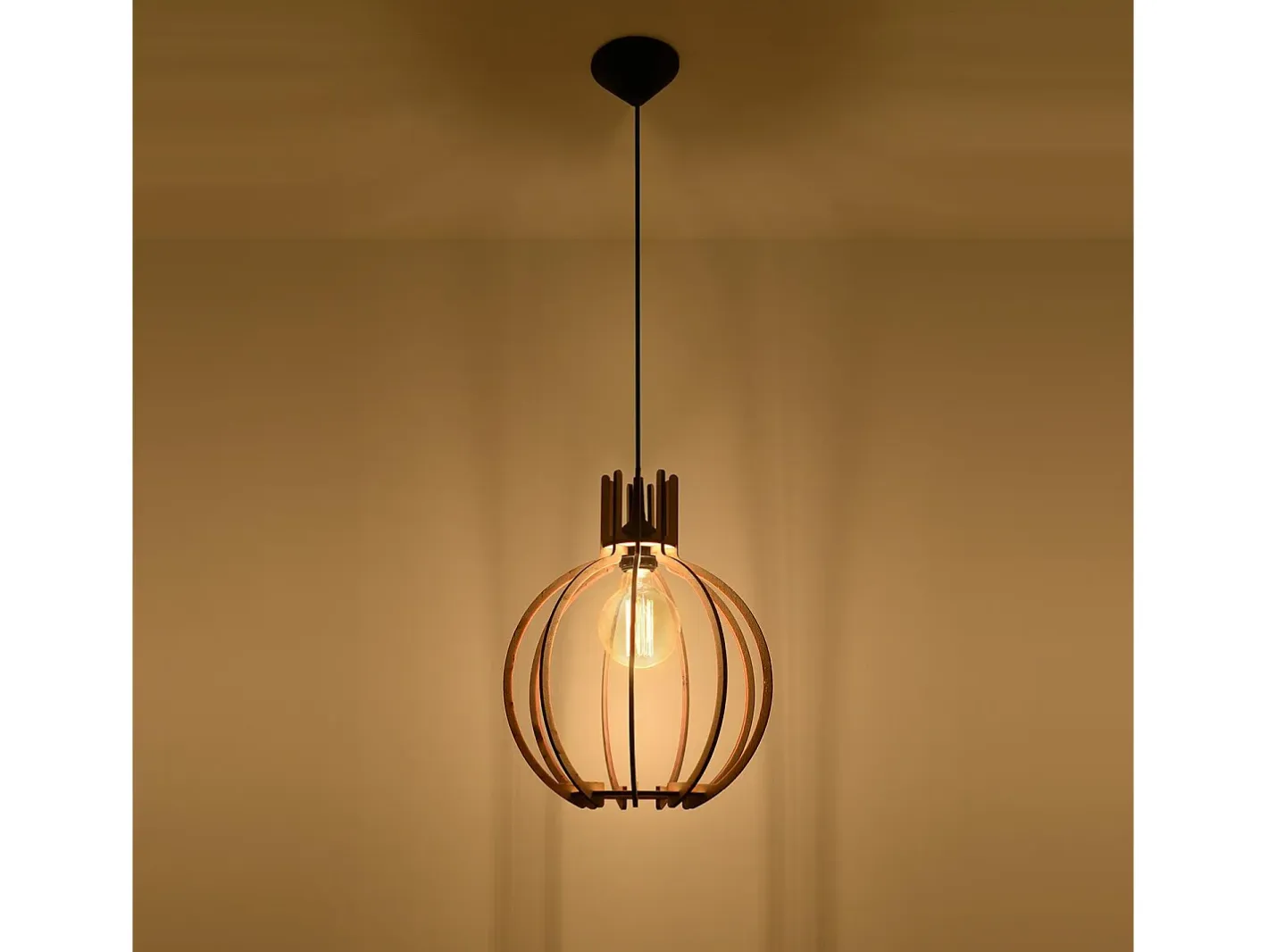 Sollux Lighting Lampada a sospensione in filo di legno naturale E27 Lámpara colgante con marco de alambre Madera natural E27 Marru00f3n Online