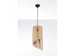 Sollux Lighting Lampada a sospensione in filo di legno naturale E27 Lámpara colgante con marco de alambre Madera natural E27 Marru00f3n Hot