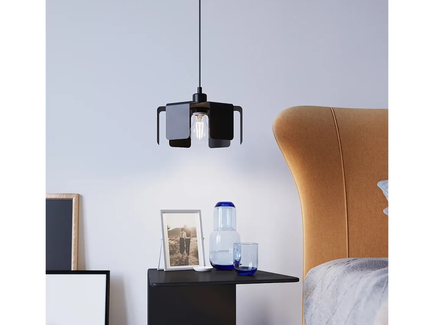 Sollux Lighting Lámpara Suspendida-Lampada a sospensione moderna nera E27 Lámpara Colgante Moderna Negra E27 Negro