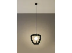 Sollux Lighting Lámpara Suspendida-Lampada a sospensione moderna con struttura a filo nera E27 E Lámpara colgante moderna con marco de alambre E27 Negro
