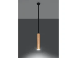 Clearance Sollux Lighting Lampada a sospensione sottile 8 cm in legno naturale GU10 Lámpara colgante Slim 8cm Madera natural GU10 Marru00f3n