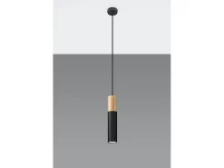Sollux Lighting Lampada a sospensione sottile 8 cm nera, legno naturale GU10 Lámpara colgante delgada de 8 cm , madera natural GU10 Negro Clearance