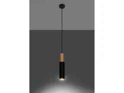 Sollux Lighting Lampada a sospensione sottile 8 cm nera, legno naturale GU10 Lámpara colgante delgada de 8 cm , madera natural GU10 Negro Clearance