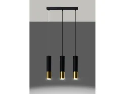 Hot Sollux Lighting Lampada a sospensione tripla Nero, Oro GU10 Lámpara colgante triple negra, oro GU10 Negro