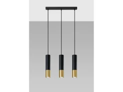 Hot Sollux Lighting Lampada a sospensione tripla Nero, Oro GU10 Lámpara colgante triple negra, oro GU10 Negro