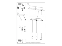 Hot Sollux Lighting Lampada a sospensione tripla Nero, Oro GU10 Lámpara colgante triple negra, oro GU10 Negro