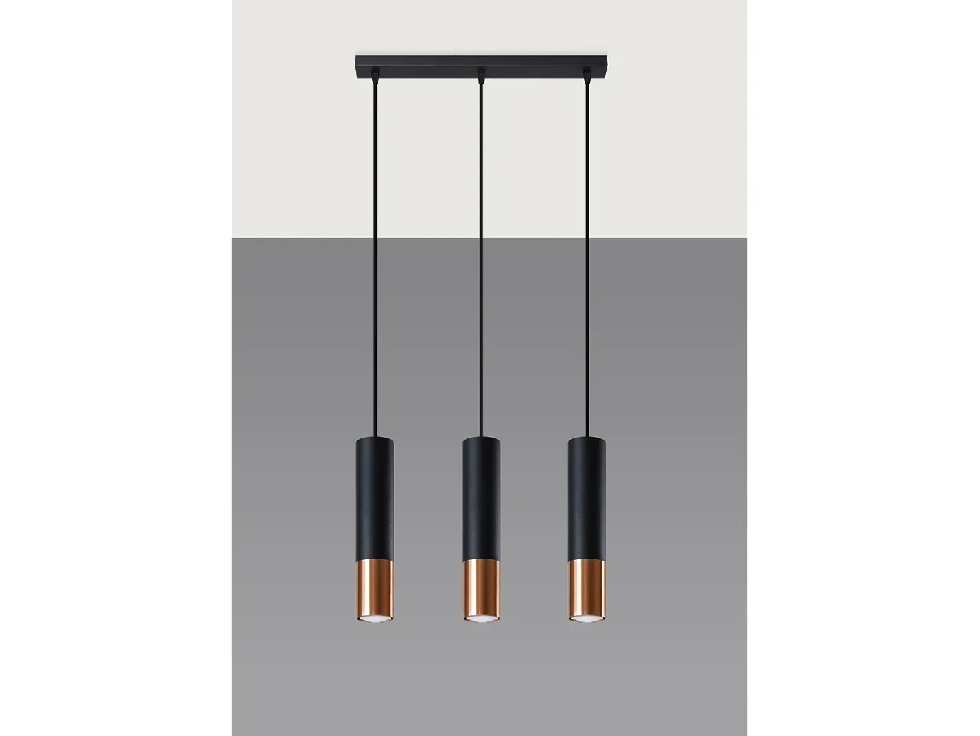 Sollux Lighting Lampada a sospensione tripla Nero, Rame GU10 Lámpara colgante triple negra, cobre GU10 Negro Sale