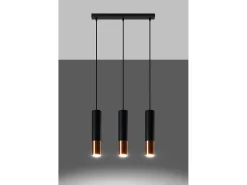 Sollux Lighting Lampada a sospensione tripla Nero, Rame GU10 Lámpara colgante triple negra, cobre GU10 Negro Sale