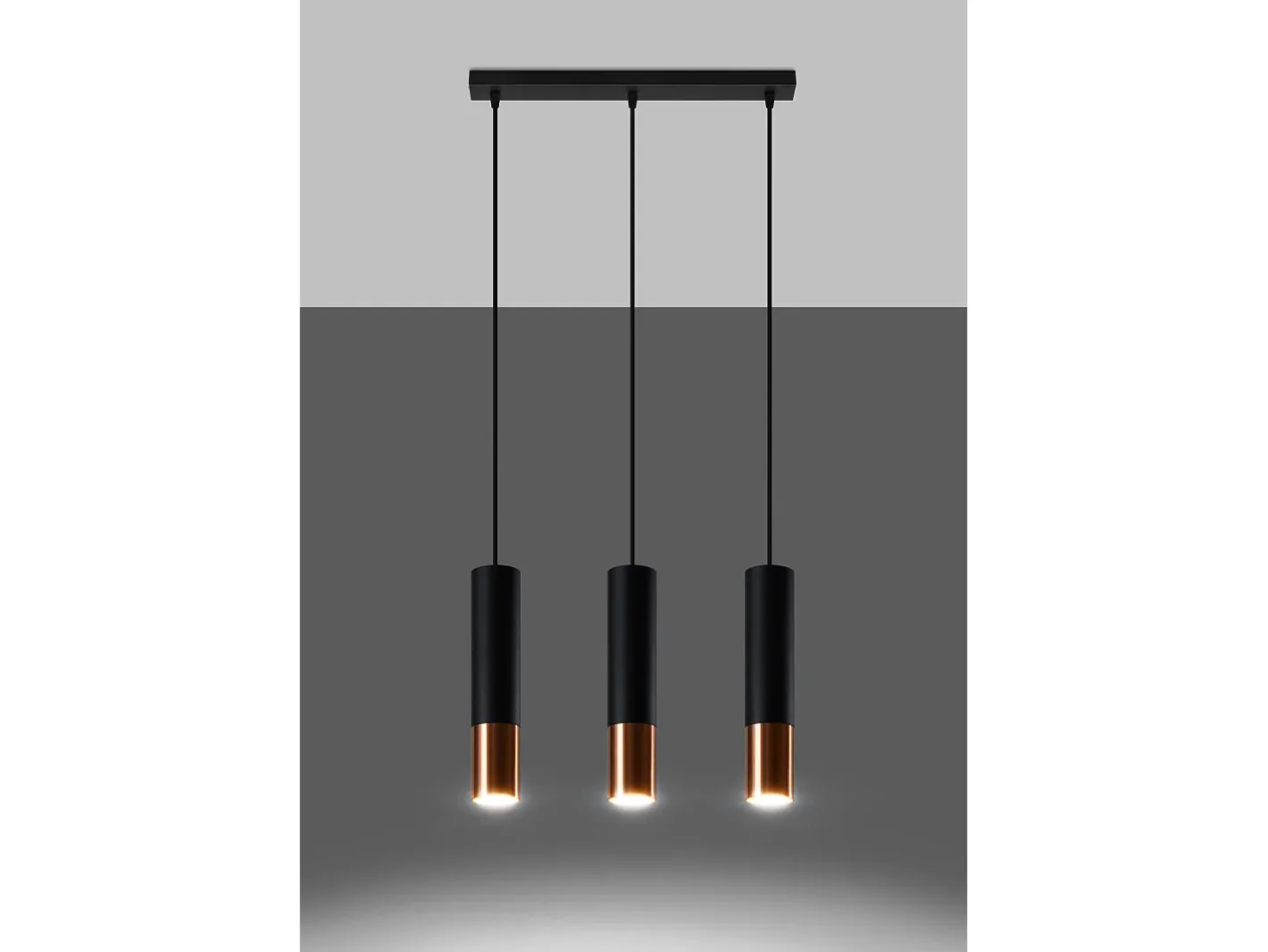 Sollux Lighting Lampada a sospensione tripla Nero, Rame GU10 Lámpara colgante triple negra, cobre GU10 Negro Sale