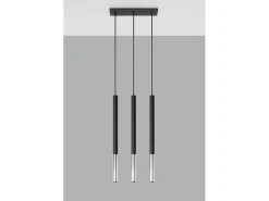 Sollux Lighting Lámpara Suspendida-Lampada a sospensione tripla nera, cromata G9 Lámpara colgante triple negra, cromo G9 Gris