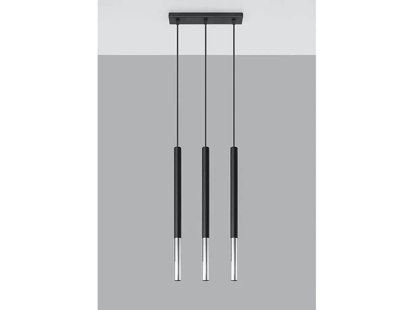 Sollux Lighting Lámpara Suspendida-Lampada a sospensione tripla nera, cromata G9 Lámpara colgante triple negra, cromo G9 Gris