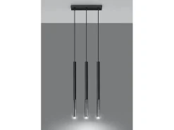 Sollux Lighting Lámpara Suspendida-Lampada a sospensione tripla nera, cromata G9 Lámpara colgante triple negra, cromo G9 Gris