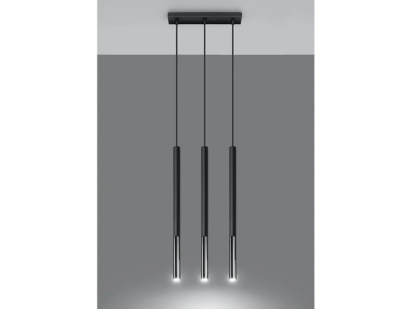 Sollux Lighting Lámpara Suspendida-Lampada a sospensione tripla nera, cromata G9 Lámpara colgante triple negra, cromo G9 Gris