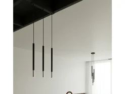 Sollux Lighting Lámpara Suspendida-Lampada a sospensione tripla nera, cromata G9 Lámpara colgante triple negra, cromo G9 Gris