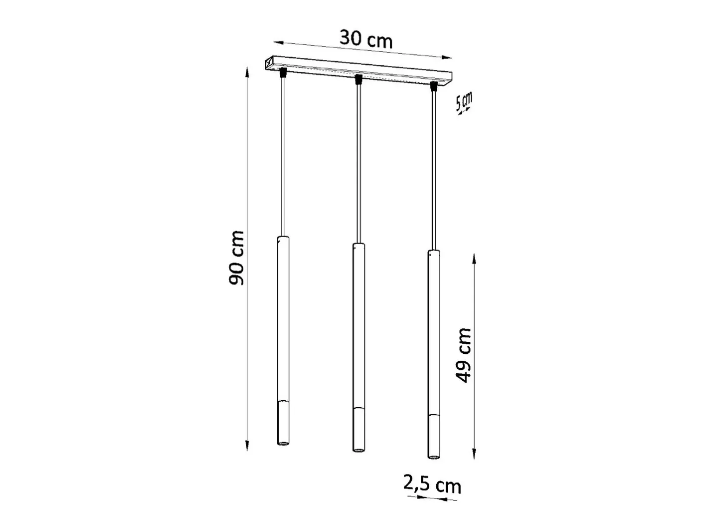 Sollux Lighting Lámpara Suspendida-Lampada a sospensione tripla nera, cromata G9 Lámpara colgante triple negra, cromo G9 Gris
