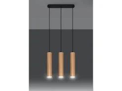 Sollux Lighting Lámpara Suspendida-Lampada a sospensione tripla in legno naturale GU10 Lámpara colgante triple madera natural GU10 Marru00f3n