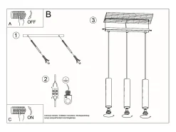Sollux Lighting Lámpara Suspendida-Lampada a sospensione tripla in legno naturale GU10 Lámpara colgante triple madera natural GU10 Marru00f3n