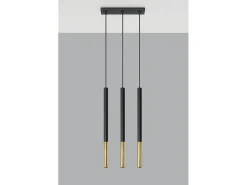 Best Sollux Lighting Lampada a sospensione tripla Nero, Oro G9 Lámpara colgante triple negra, dorada G9 Negro