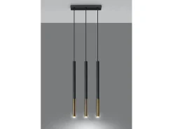 Best Sollux Lighting Lampada a sospensione tripla Nero, Oro G9 Lámpara colgante triple negra, dorada G9 Negro