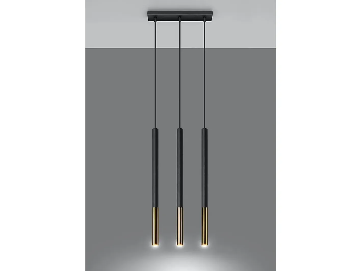 Best Sollux Lighting Lampada a sospensione tripla Nero, Oro G9 Lámpara colgante triple negra, dorada G9 Negro