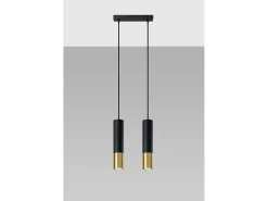 Sollux Lighting Lámpara Suspendida-Lampada a sospensione Twin Nero, Oro GU10 Lámpara colgante Twin , Dorado GU10 Negro