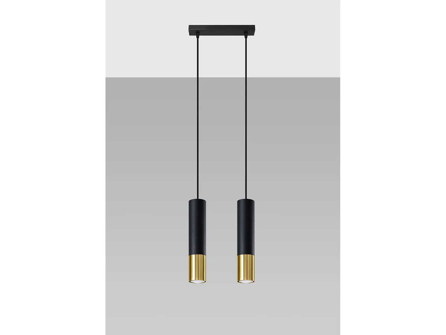 Sollux Lighting Lámpara Suspendida-Lampada a sospensione Twin Nero, Oro GU10 Lámpara colgante Twin , Dorado GU10 Negro