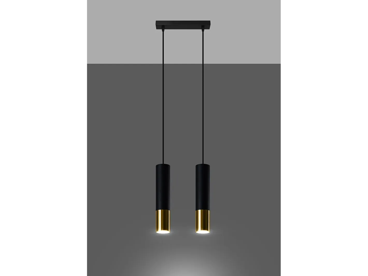 Sollux Lighting Lámpara Suspendida-Lampada a sospensione Twin Nero, Oro GU10 Lámpara colgante Twin , Dorado GU10 Negro
