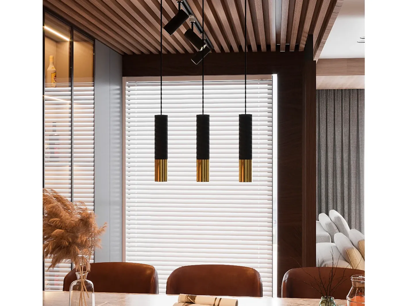 Sollux Lighting Lámpara Suspendida-Lampada a sospensione Twin Nero, Oro GU10 Lámpara colgante Twin , Dorado GU10 Negro