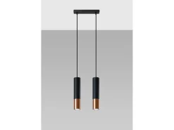 Best Sollux Lighting Lampada a sospensione Twin Nero, Rame GU10 Lámpara colgante Twin, , Cobre GU10 Negro
