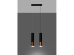 Best Sollux Lighting Lampada a sospensione Twin Nero, Rame GU10 Lámpara colgante Twin, , Cobre GU10 Negro
