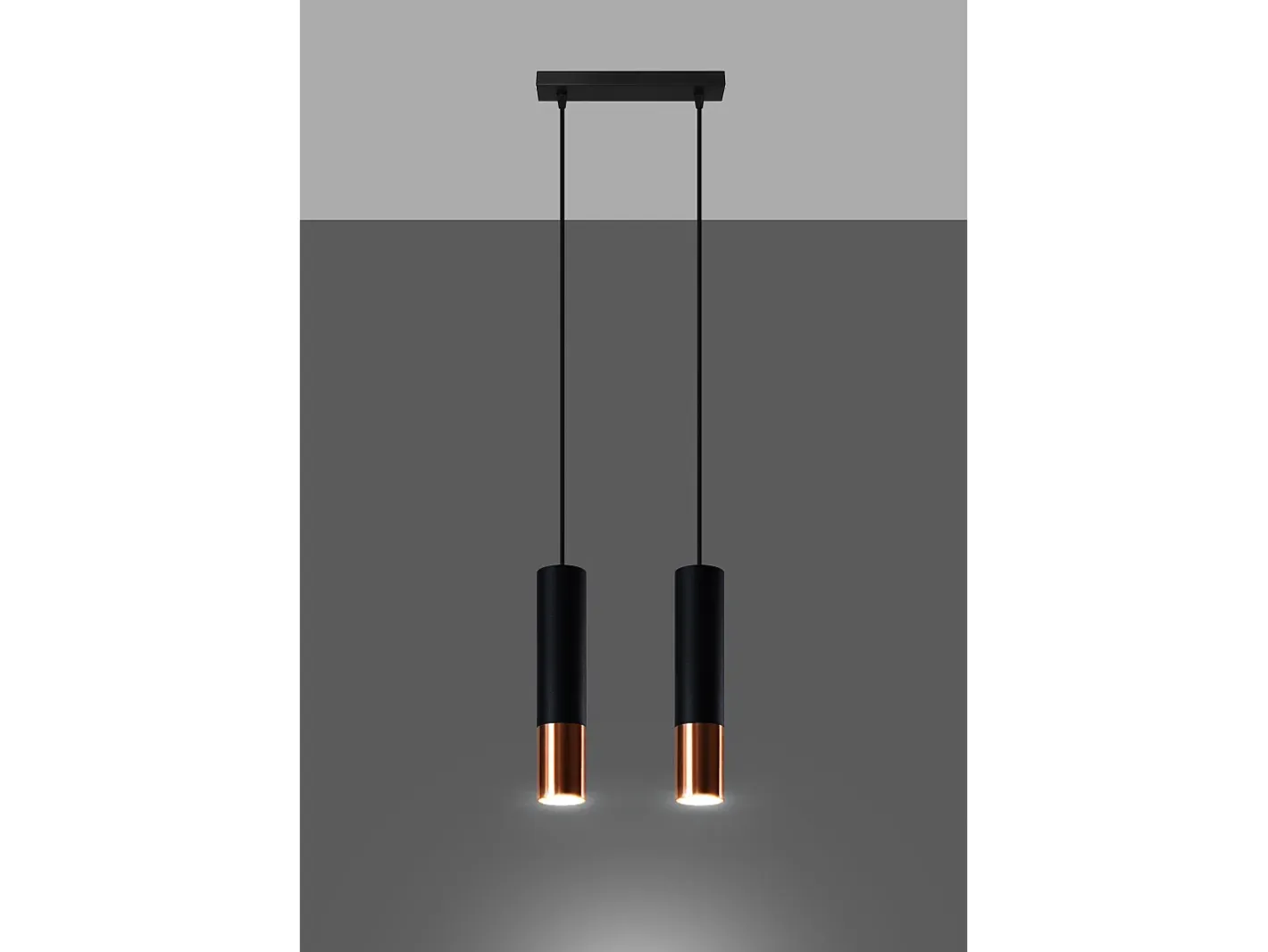 Best Sollux Lighting Lampada a sospensione Twin Nero, Rame GU10 Lámpara colgante Twin, , Cobre GU10 Negro
