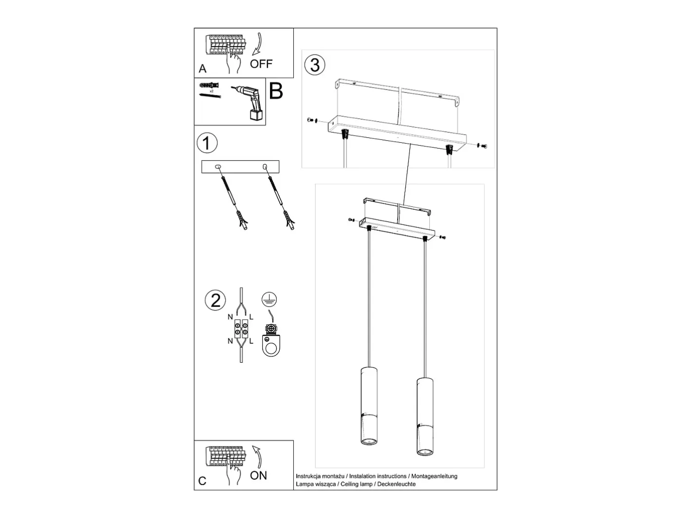 Best Sollux Lighting Lampada a sospensione Twin Nero, Rame GU10 Lámpara colgante Twin, , Cobre GU10 Negro