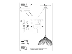 Sollux Lighting Lampada a sospensione Wire Frame nera E27 Lámpara colgante con marco de alambre E27 Negro