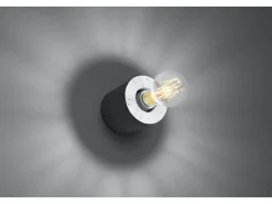 Sollux Lighting Aplique Para Pared-Lampada da parete rotonda da superficie grigia E27 Lámpara de pared redonda de superficie E27 Gris