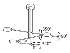 Clearance Maytoni Lampadario A Sospensione Moderno Fad Metallo Nero Acrilico 6 Luci Led 40W Negro