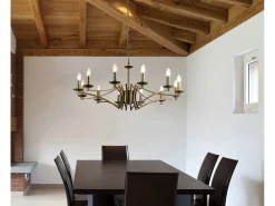 Hot Lampadario Classico Ascot Acciaio Ottone 12 Luci E14 Dorado
