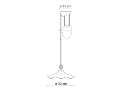 Ferroluce Lámpara Suspendida-Lampadario Classico Belluno Ottone Satinato E Ceramica Decorato 1 Luce E27 Dorado