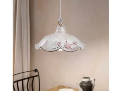 Ferroluce Lámpara Suspendida-Lampadario Classico Belluno Ceramica E Ottone Satinato Decorato 1 Luce E27 Marru00f3n