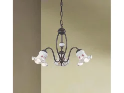 Discount Ferroluce Lampadario Classico Chieti Metallo E Ceramica Nero Sfumato Rame 3 Luci E14 Cobrizo